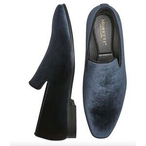 Moretti Gill Navy Velvet Plain Toe Formal Shoes -Size 7 D-Width
